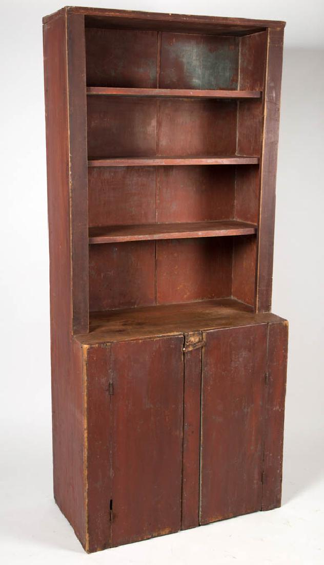 AMERICAN PAINTED STEP-BACK PEWTER CUPBOARD (1 of 2)