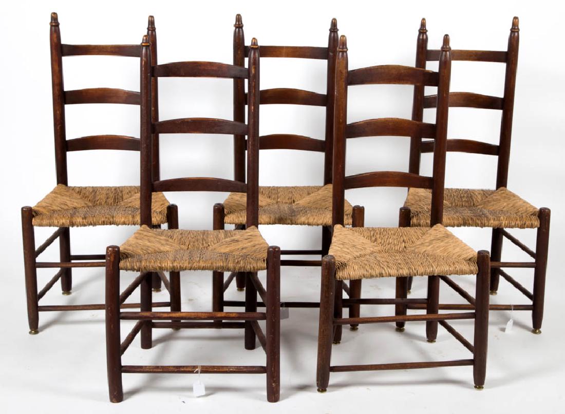 ASSEMBLED LADDER-BACK SIDE CHAIRS, LOT OF FIVE (1 of 1)