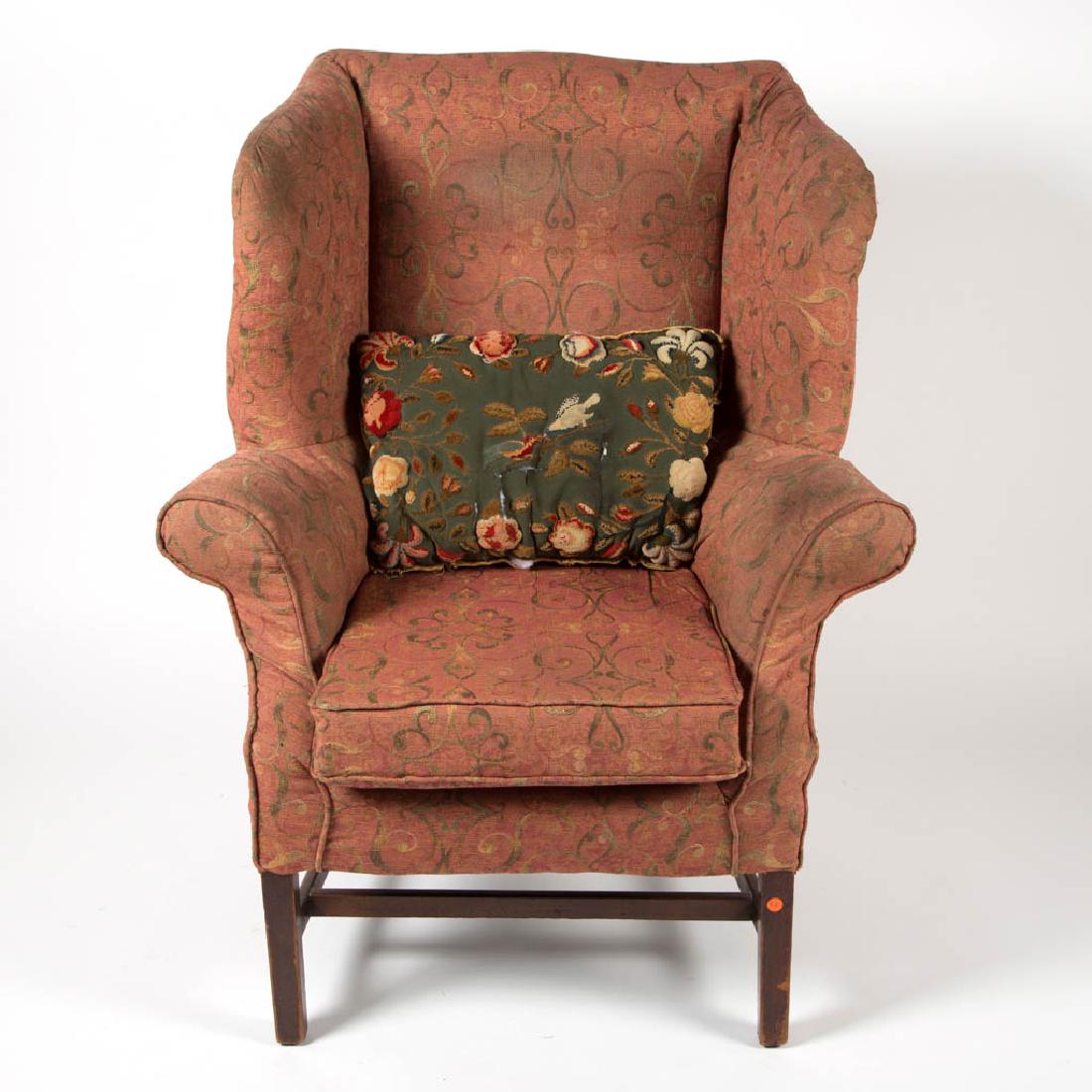 AMERICAN OR BRITISH CHIPPENDALE MAHOGANY WING CHAIR (1 of 3)