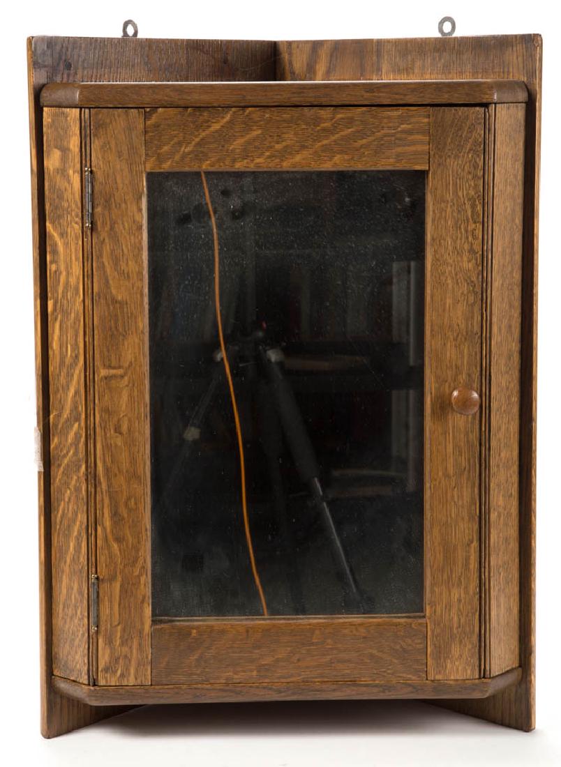 MIRRORED OAK HANGING CORNER CABINET (1 of 2)