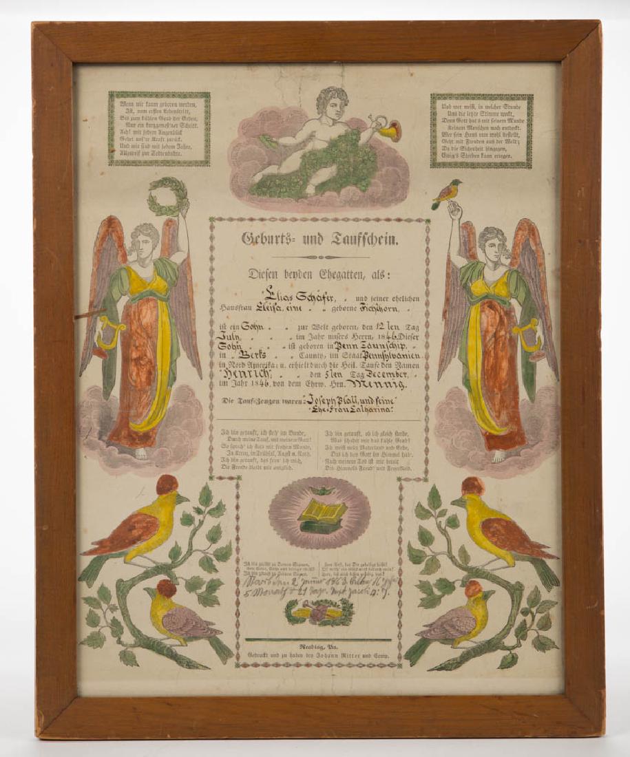 PENNSYLVANIA GERMAN PRINTED AND HAND-COLORED FRAKTUR (1 of 1)