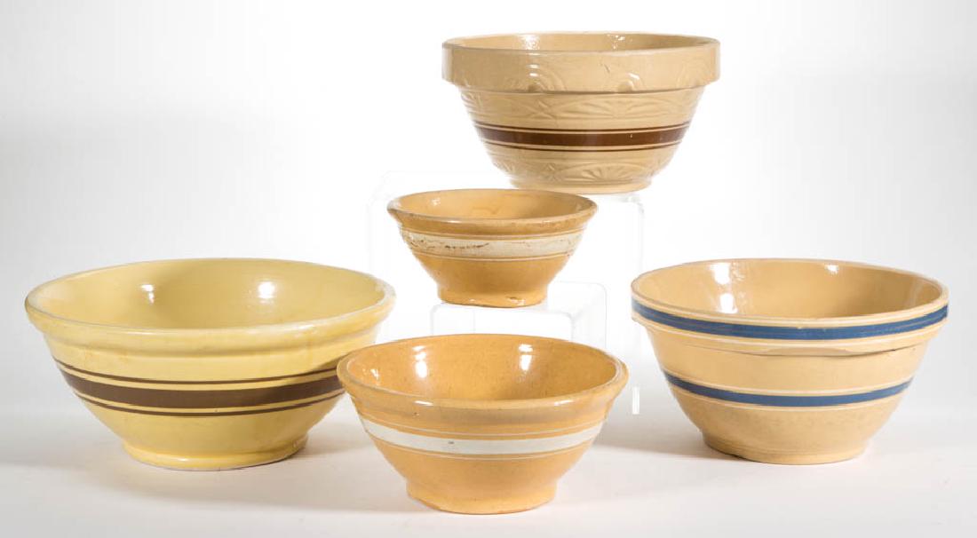 ASSORTED AMERICAN YELLOWWARE ARTICLES, LOT OF FIVE (1 of 1)