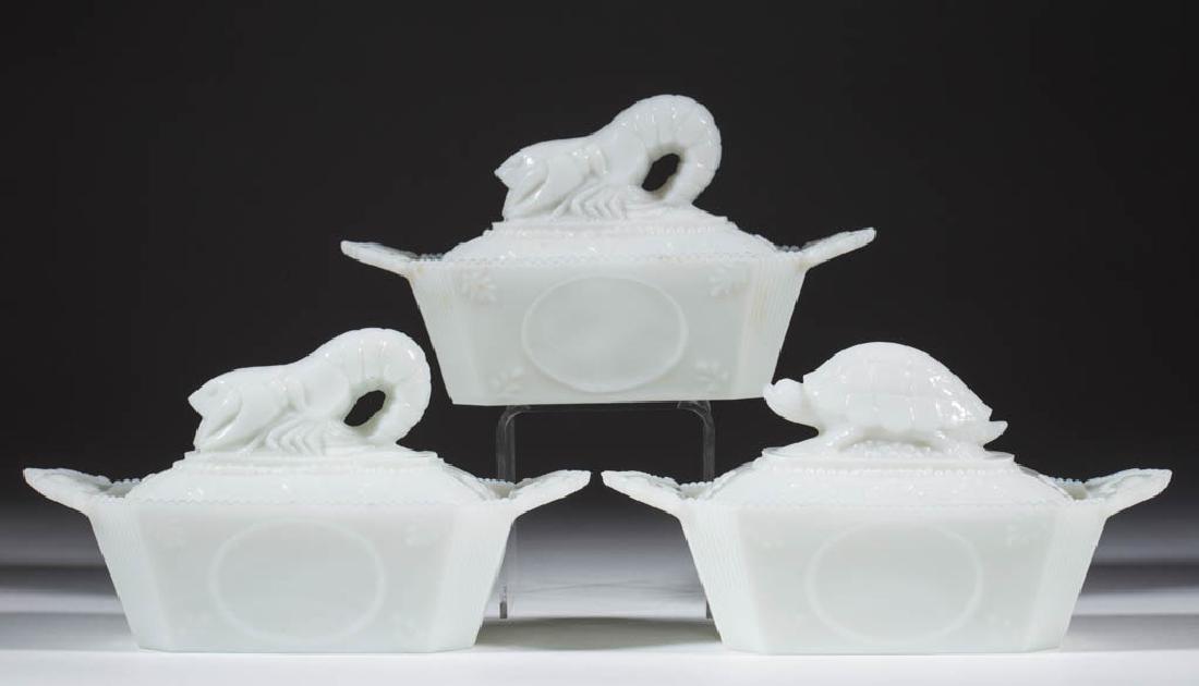 FLACCUS FIGURAL COVERED DISHES, LOT OF THREE (1 of 1)