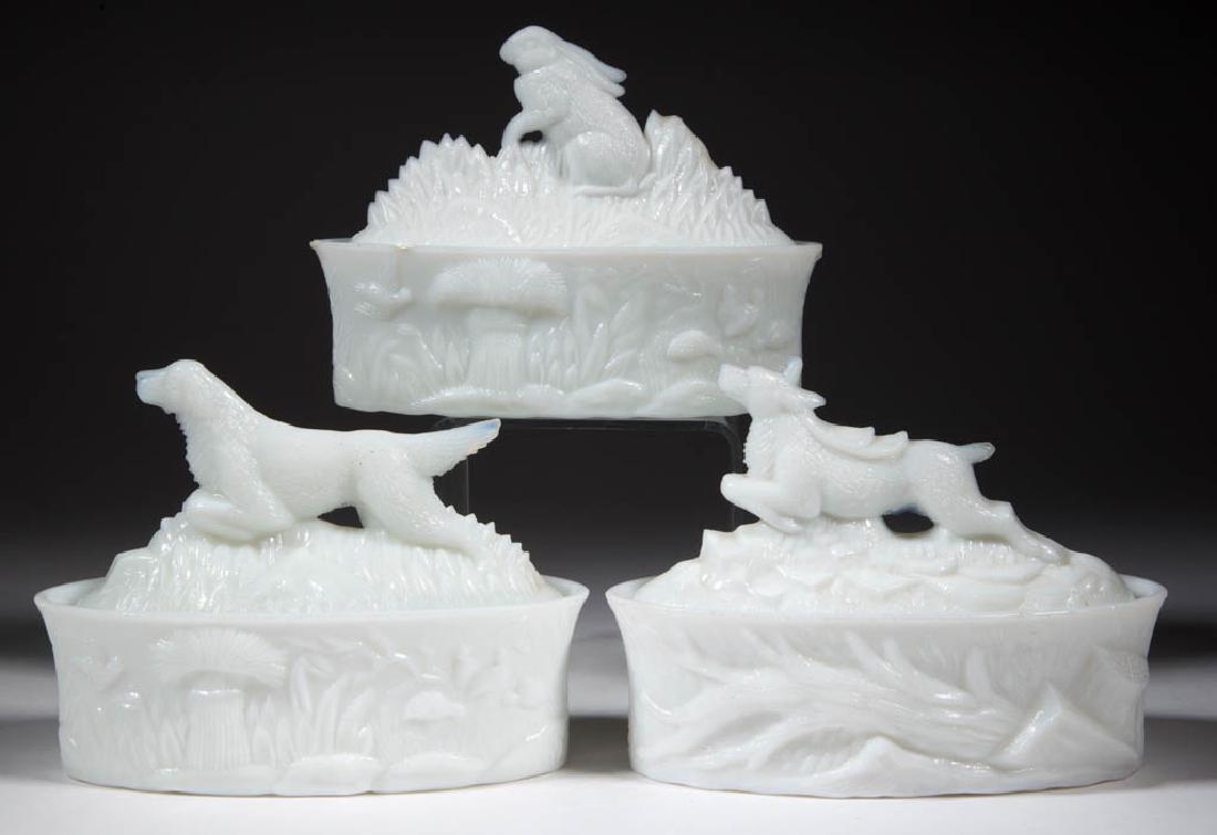 ASSORTED FLACCUS FIGURAL COVERED DISHES, LOT OF THREE (1 of 1)