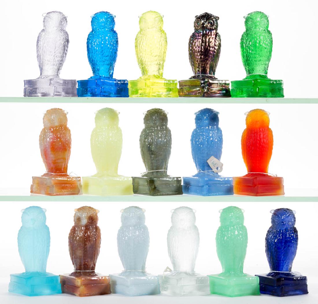 DEGENHART GLASS OWL FIGURES, LOT OF 16