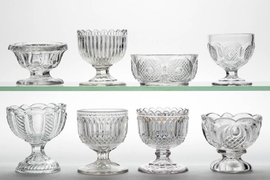 ASSORTED FLINT EAPG OPEN SALTS, LOT OF EIGHT (1 of 1)