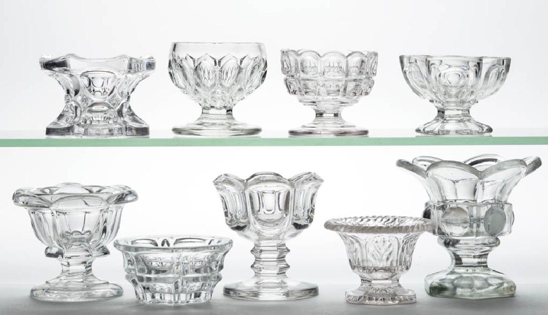 ASSORTED FLINT EAPG OPEN SALTS, LOT OF NINE (1 of 1)