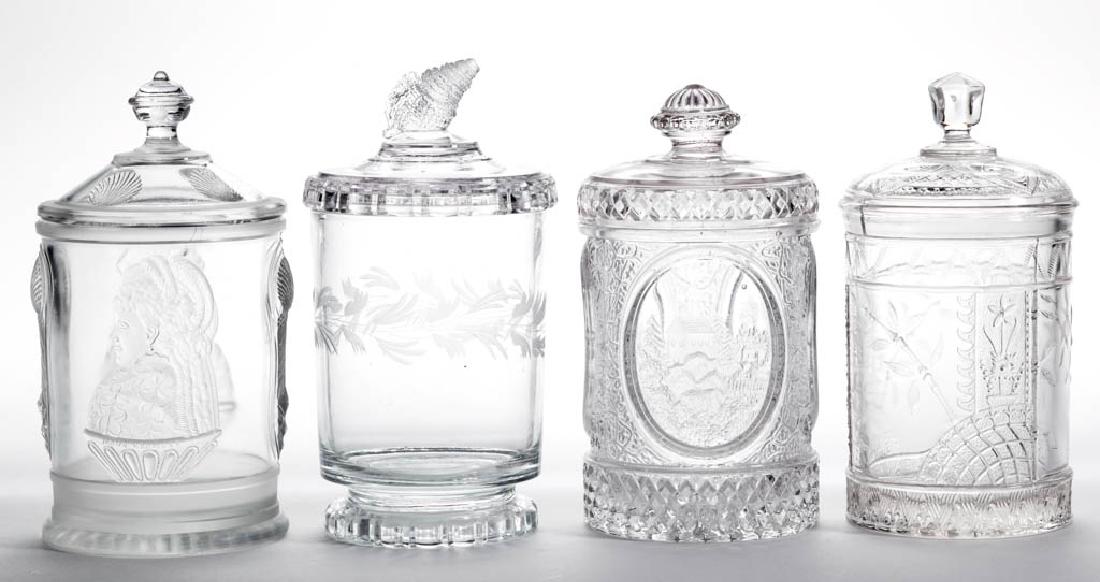 ASSORTED EAPG JAM / PICKLE JARS, LOT OF FOUR (1 of 1)