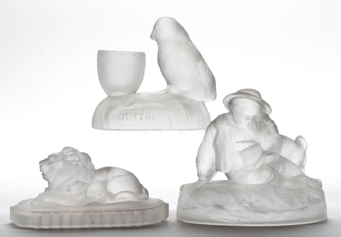 ASSORTED FROSTED PRESSED GLASS ARTICLES, LOT OF THREE (1 of 1)