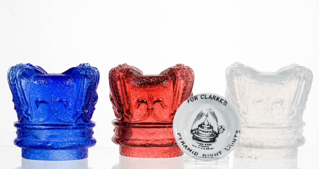 OVERSHOT CROWN FIGURAL FAIRY LAMP DOMES, LOT OF THREE (1 of 1)