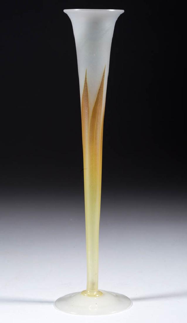 TIFFANY FAVRILE PULLED-DECORATED ART GLASS TRUMPET VASE (1 of 3)