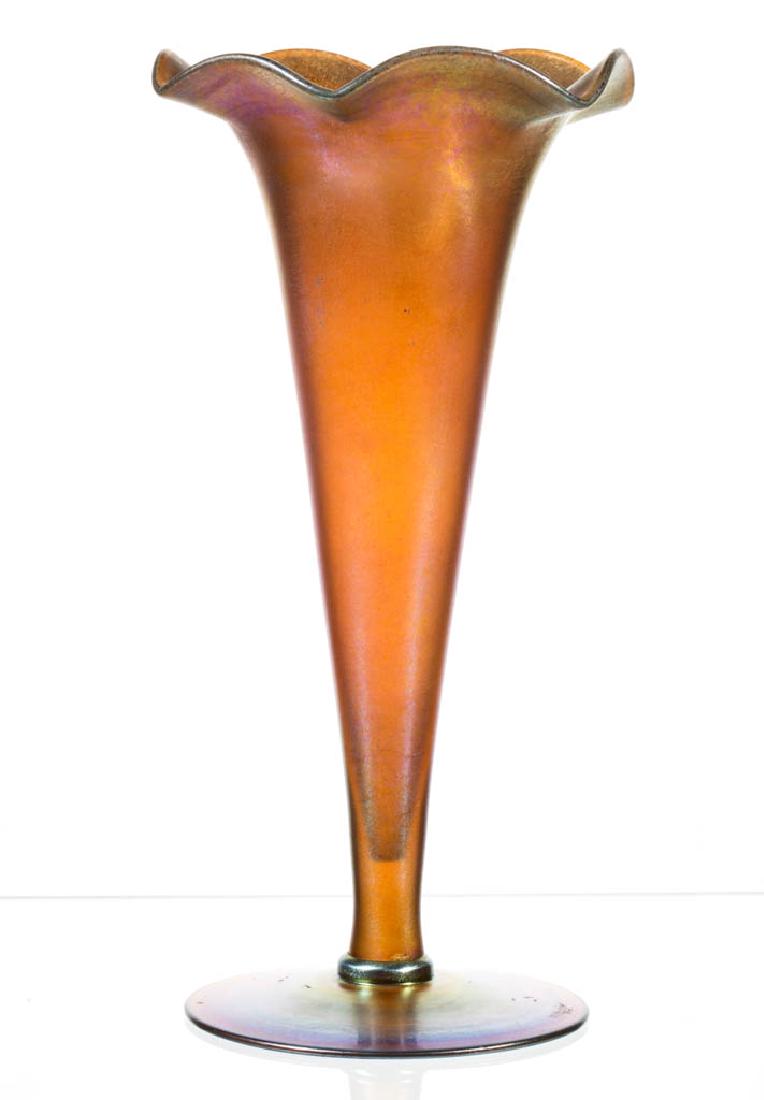 STEUBEN AURENE ART GLASS TRUMPET VASE (1 of 1)