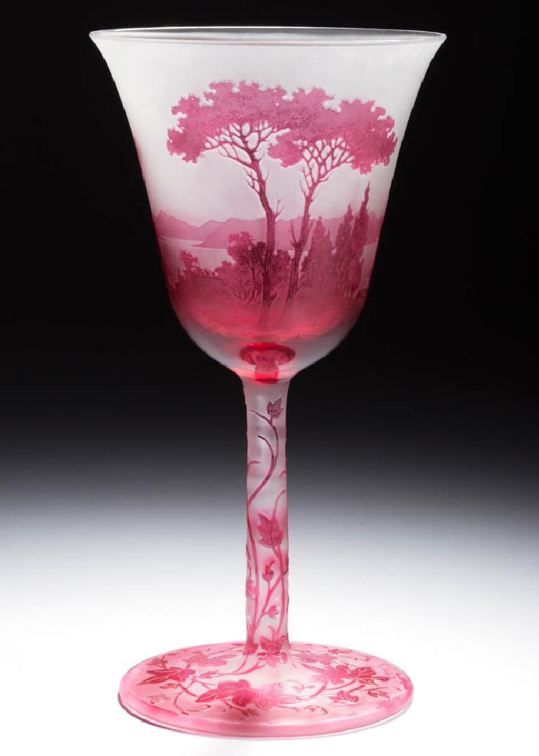 D'ARGENTAL LANDSCAPE CAMEO ART GLASS GOBLET (1 of 5)