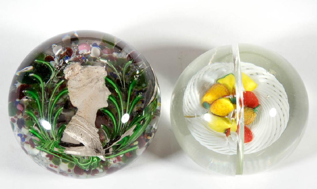 ASSORTED ANTIQUE GLASS PAPERWEIGHTS, LOT OF TWO (1 of 1)