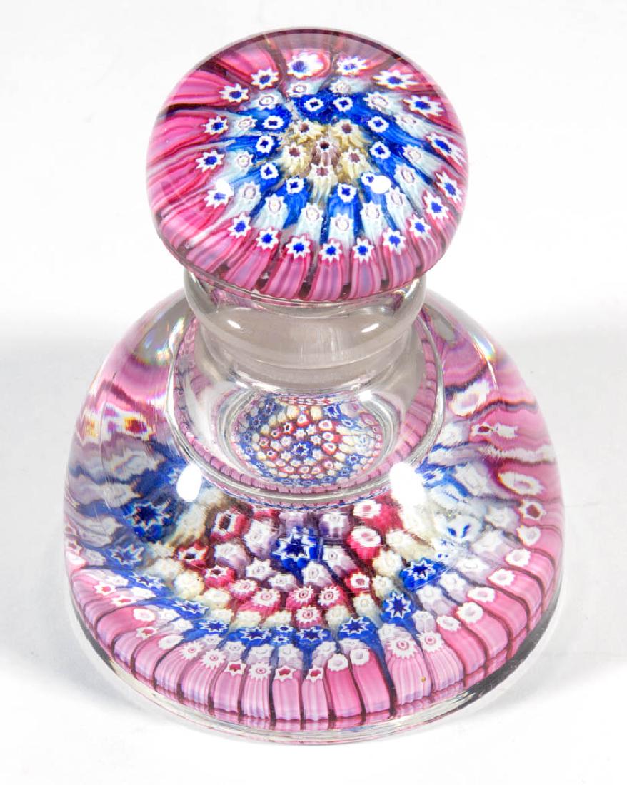 ANTIQUE WHITEFRIARS MILLEFIORI PAPERWEIGHT INKWELL