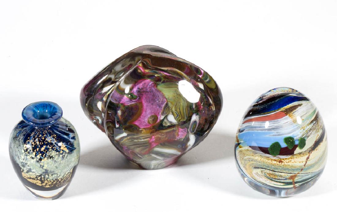 ASSORTED STUDIO ART GLASS PAPERWEIGHTS, LOT OF THREE (1 of 1)