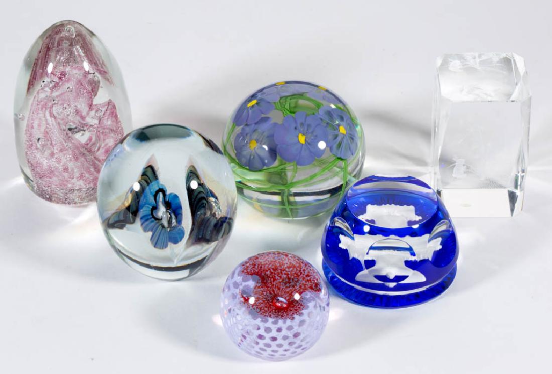 ASSORTED GLASS PAPERWEIGHTS, LOT OF SIX (1 of 1)