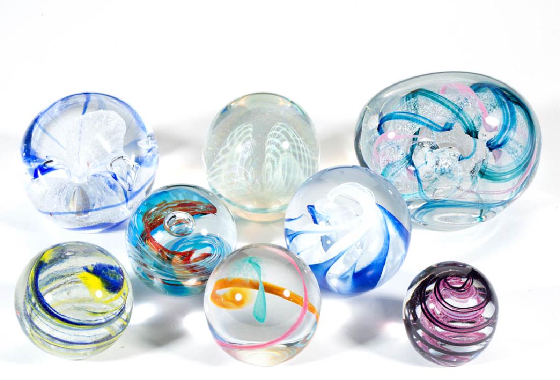 ASSORTED INTERIOR SWIRL GLASS PAPERWEIGHTS, LOT OF (1 of 1)