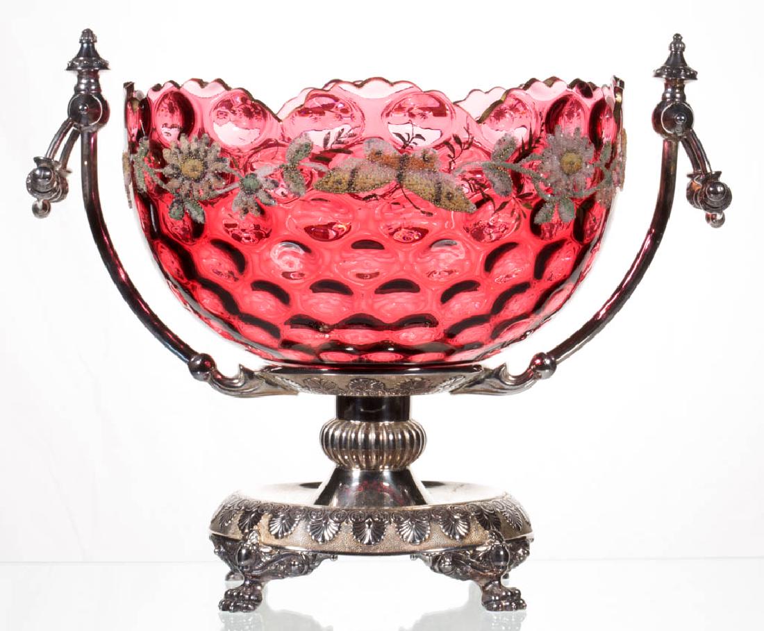 VICTORIAN SPOT-OPTIC CORALENE DECORATED BRIDE'S BOWL (1 of 2)