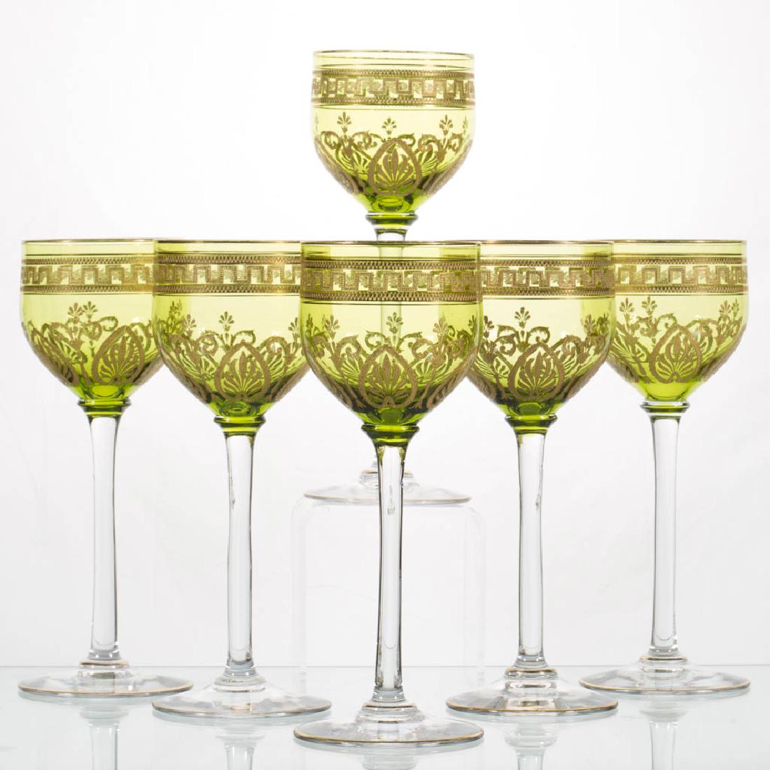 FRENCH ETCHED AND GILT DECORATED GOBLETS, LOT OF SIX (1 of 1)