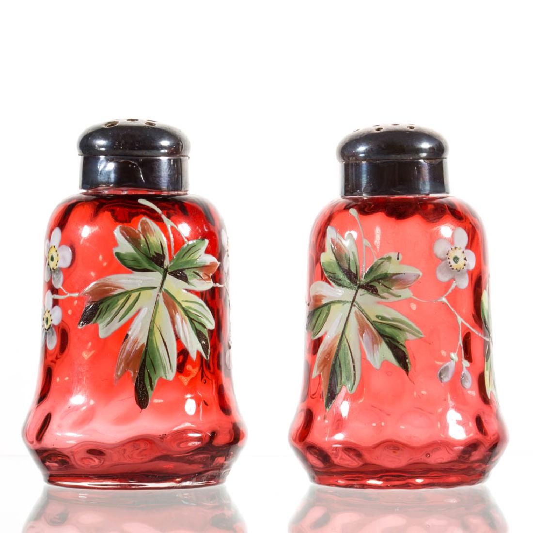 VICTORIAN DECORATED SPOT-OPTIC SALT AND PEPPER SHAKER (1 of 1)