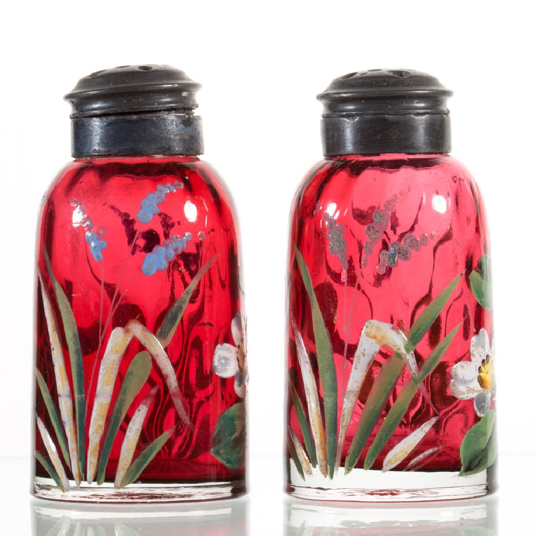 VICTORIAN DECORATED SPOT-OPTIC SALT AND PEPPER SHAKER (1 of 1)