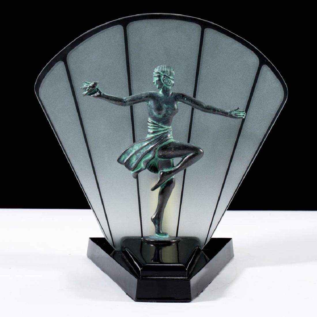 ART DECO GLASS AND METAL RADIO LAMP (1 of 2)