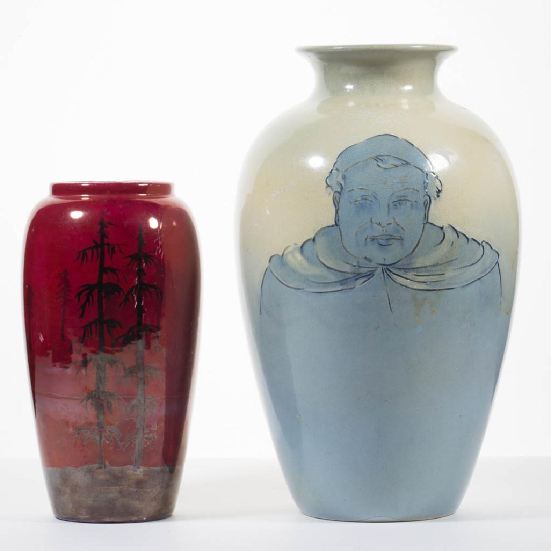 WELLER DICKENSWARE AND LAMAR ART POTTERY VASES, LOT OF (1 of 5)