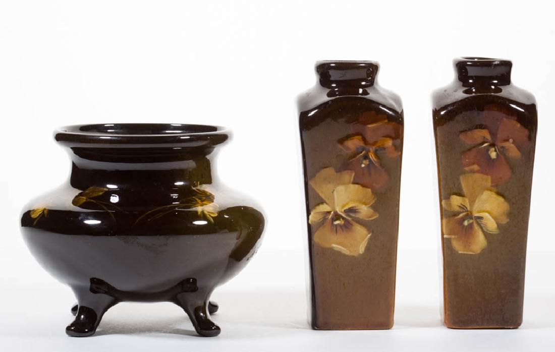 WELLER AND OWENS ART POTTERY VASES, LOT OF THREE (1 of 4)