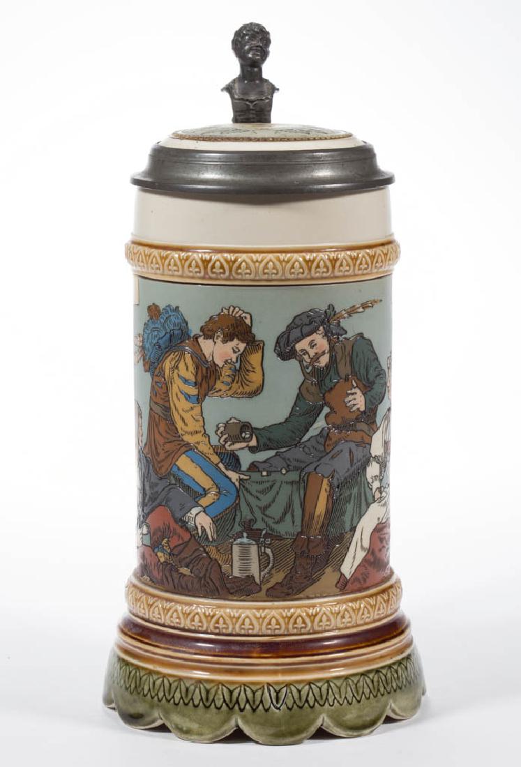 GERMAN METTLACH GAMBLER'S CERAMIC STEIN (1 of 4)