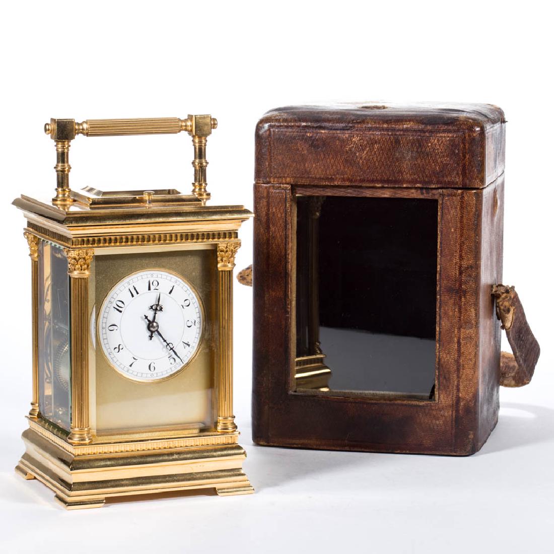 FRENCH GILT-BRASS CARRIAGE CLOCK (1 of 6)