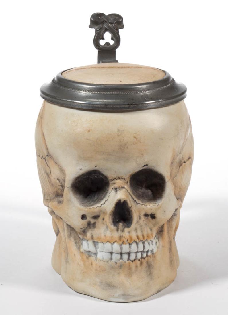 GERMAN SKULL CHARACTER PORCELAIN STEIN (1 of 3)