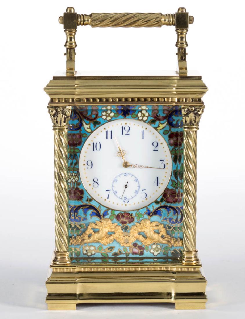 FRENCH GILT-BRASS AND CHAMPLEVE CARRIAGE CLOCK (1 of 5)