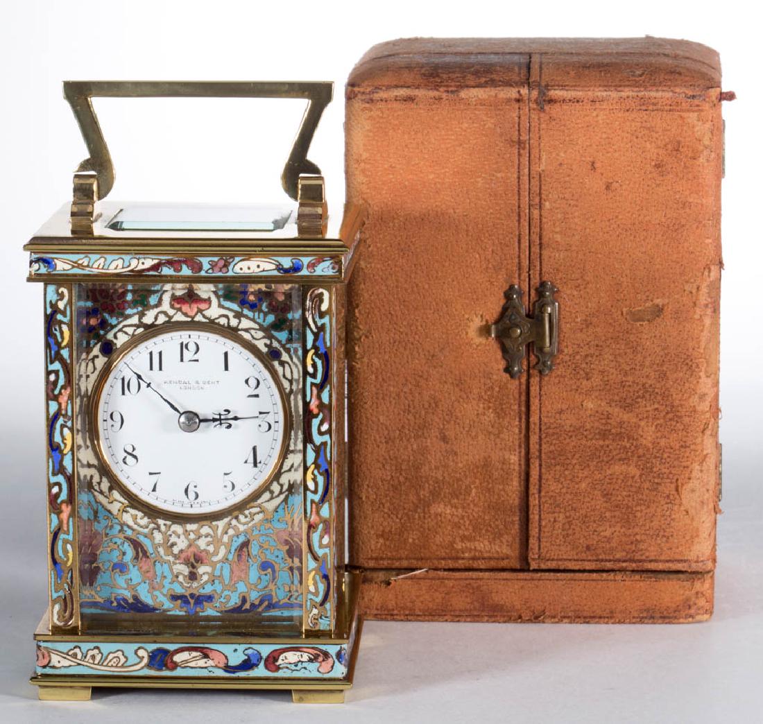 FRENCH GILT-BRASS AND CHAMPLEVE CARRIAGE CLOCK (1 of 7)