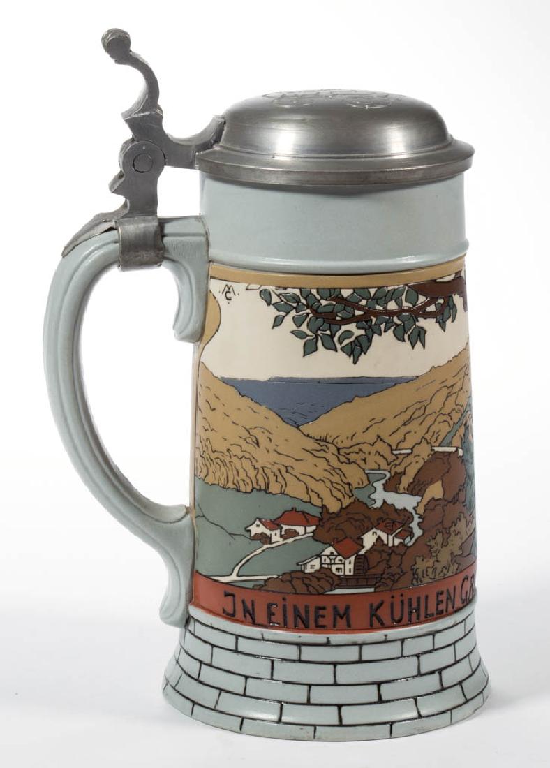GERMAN METTLACH HUNTERS IN FOREST CERAMIC STEIN (1 of 5)