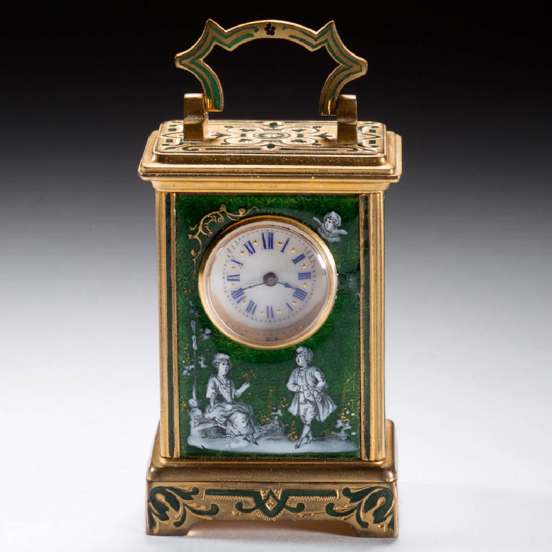 FRENCH GILT-BRASS, CHAMPLEVE, AND ENAMEL SUB-MINIATURE (1 of 5)