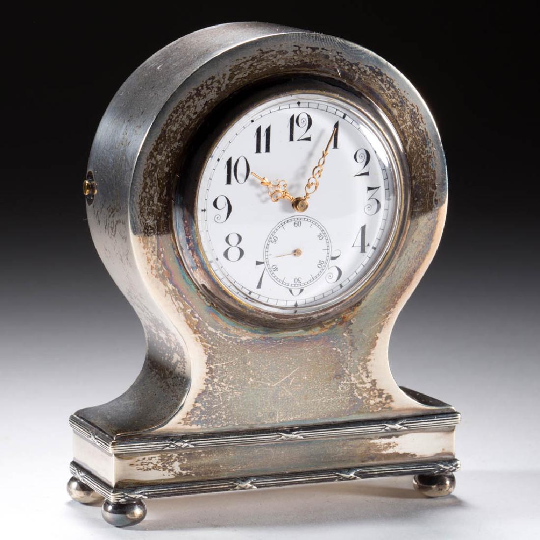 ENGLISH STERLING SILVER DIMINUTIVE DESK CLOCK (1 of 2)