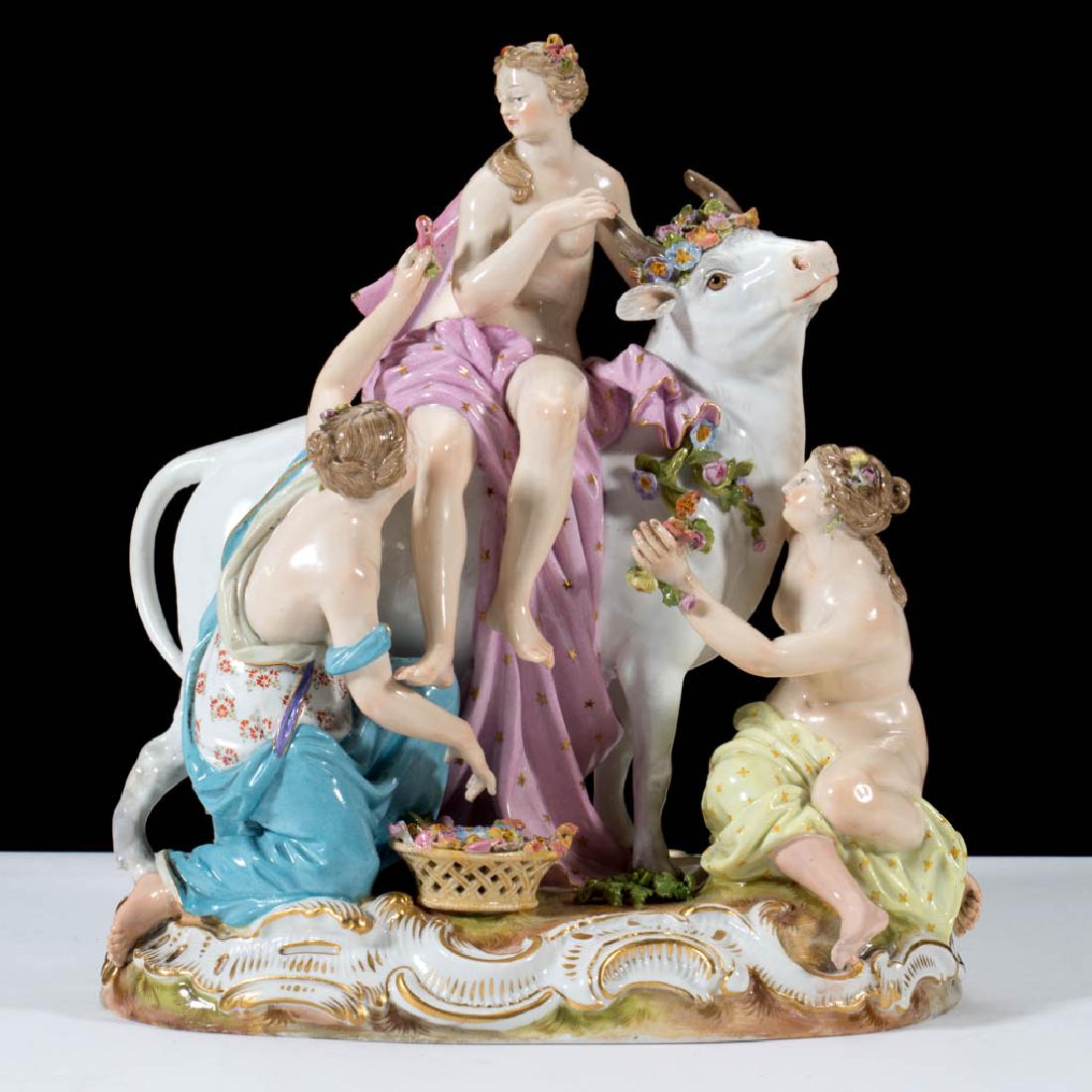 GERMAN MEISSEN EUROPA AND THE BULL PORCELAIN FIGURE (1 of 4)