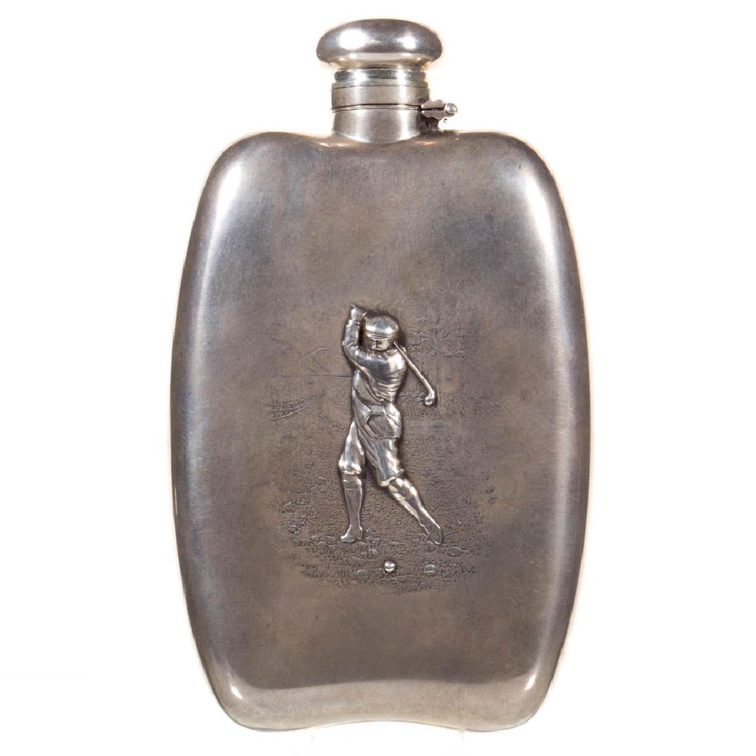 UNGER BROTHERS-ATTRIBUTED STERLING SILVER GOLFING HIP (1 of 2)