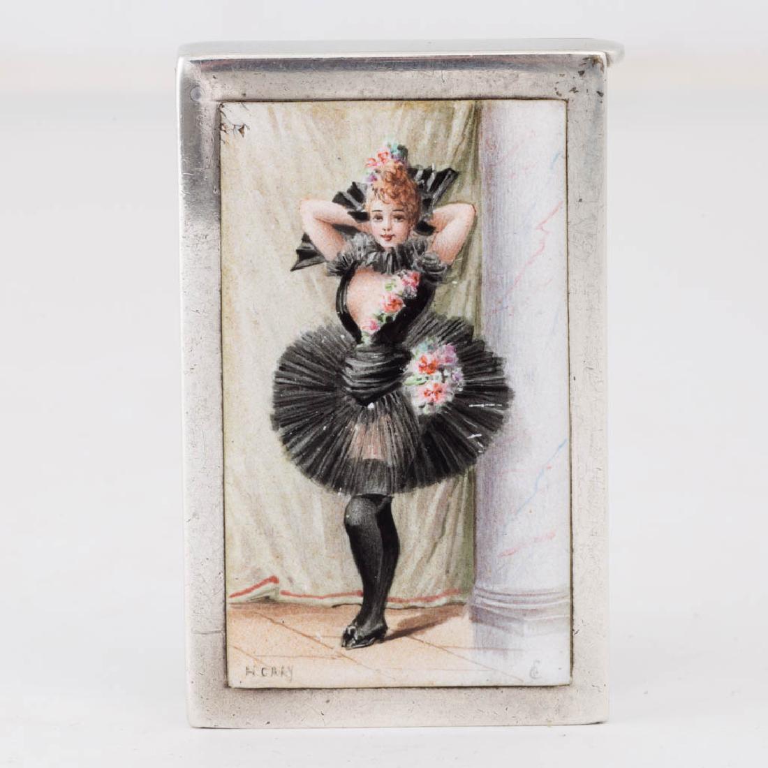 ENGLISH STERLING SILVER AND ENAMEL MATCH SAFE (1 of 2)