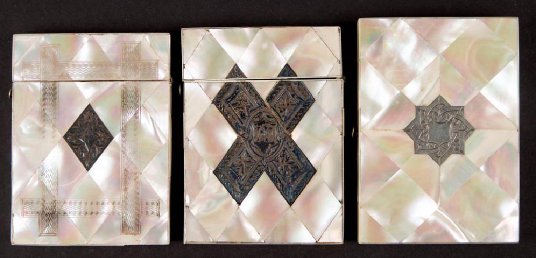 EUROPEAN MOTHER-OF-PEARL CARD CASES, LOT OF THREE (1 of 2)
