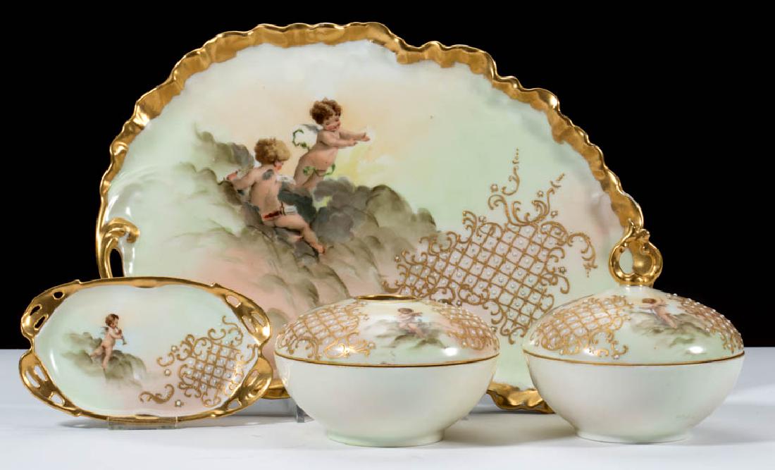 FRENCH LIMOGES CHERUB PORCELAIN DRESSER SET, LOT OF (1 of 1)