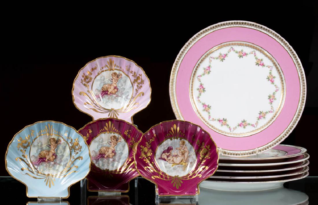 FRENCH LIMOGES PORCELAIN TABLE ARTICLES, LOT OF TEN (1 of 1)