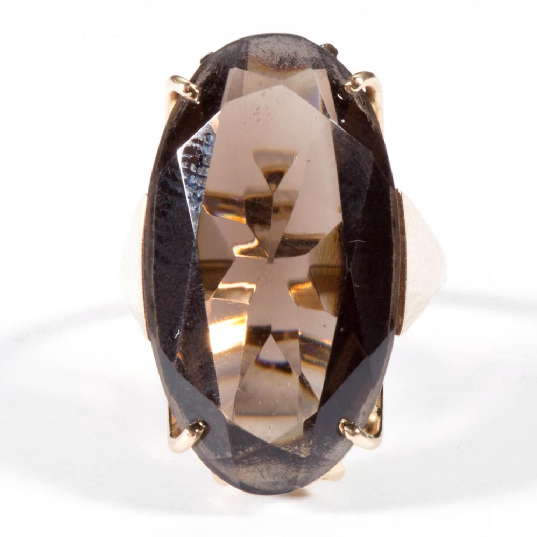 VINTAGE 14K YELLOW GOLD AND BROWN CITRINE / QUARTZ (1 of 3)