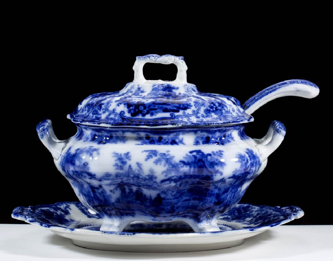 ENGLISH STAFFORDSHIRE "FAIRY VILLAS" FLOW BLUE, (1 of 3)