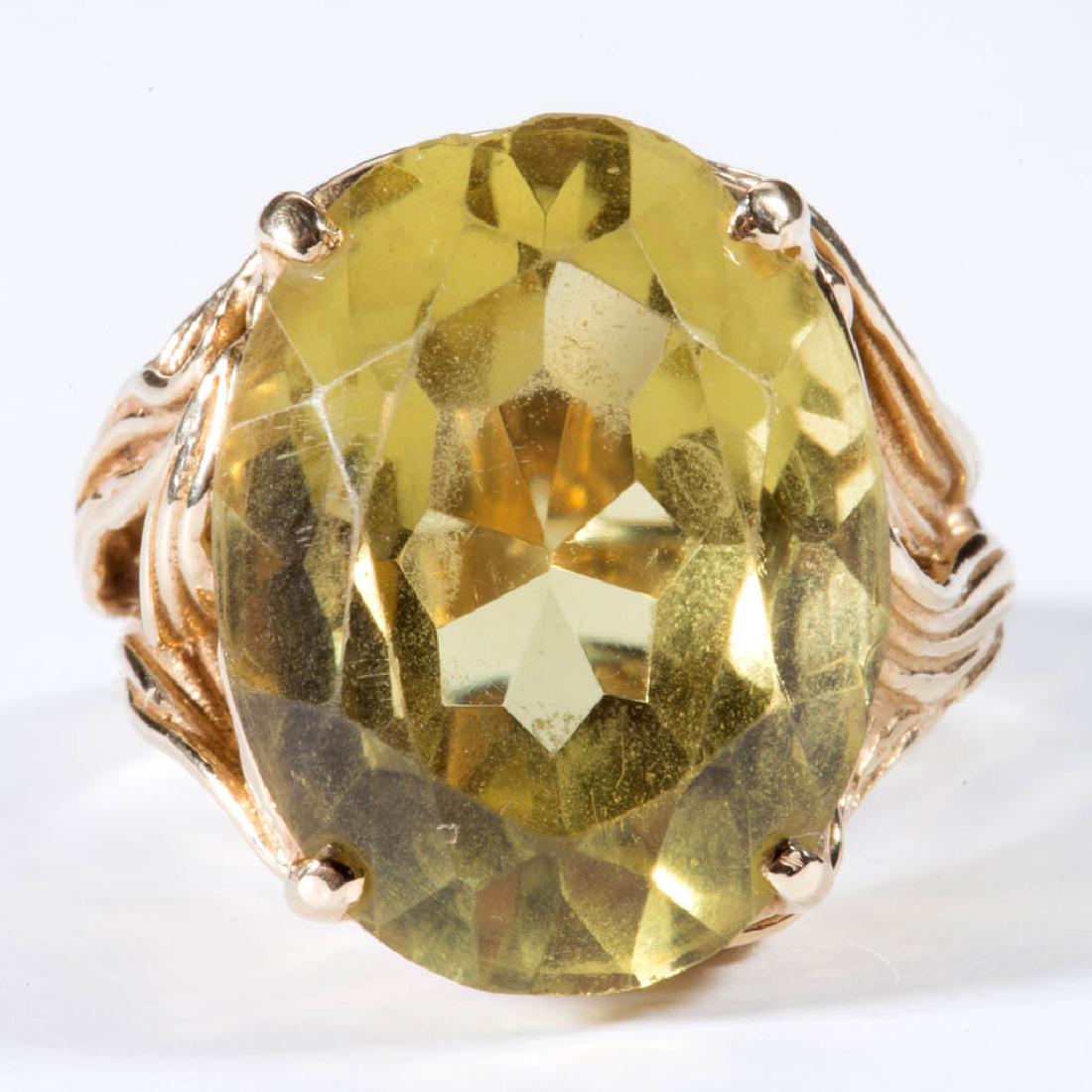 VINTAGE 14K YELLOW GOLD AND CITRINE LADY'S RING (1 of 3)