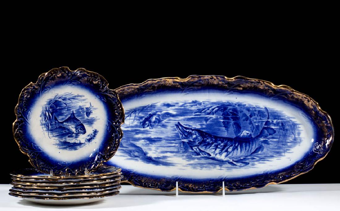 ENGLISH STAFFORDSHIRE FLOW BLUE, TRANSFER-PRINTED (1 of 3)