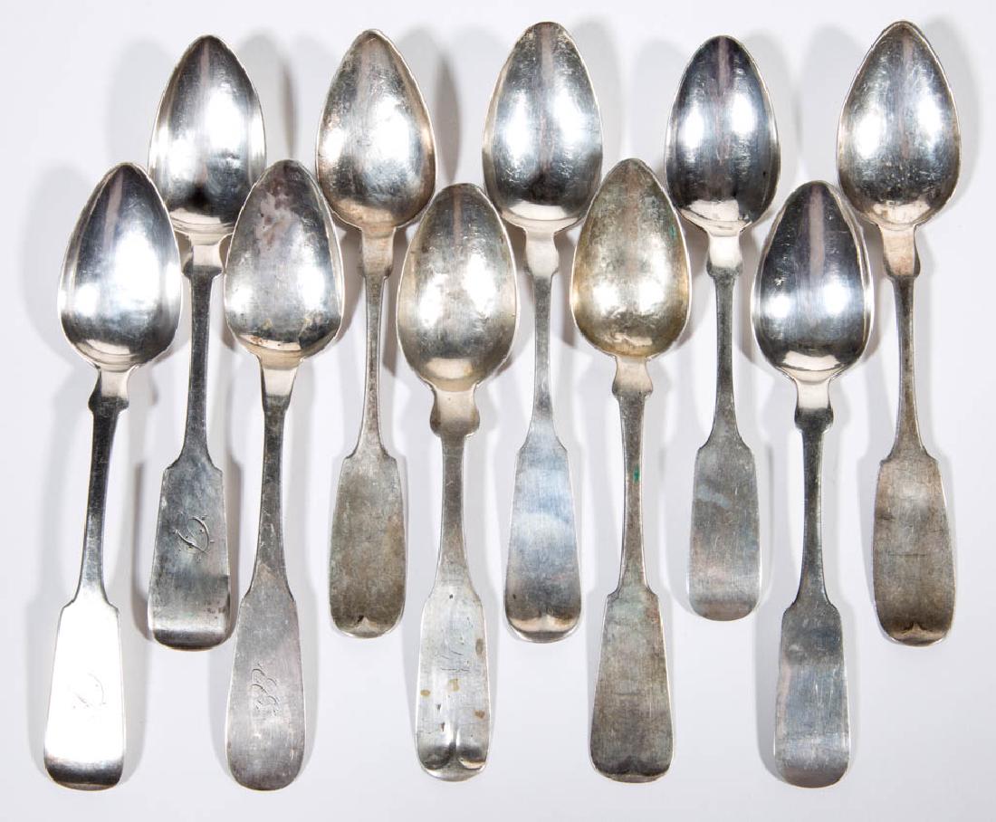 ASSORTED AMERICAN COIN SILVER TEASPOONS, LOT OF TEN (1 of 1)
