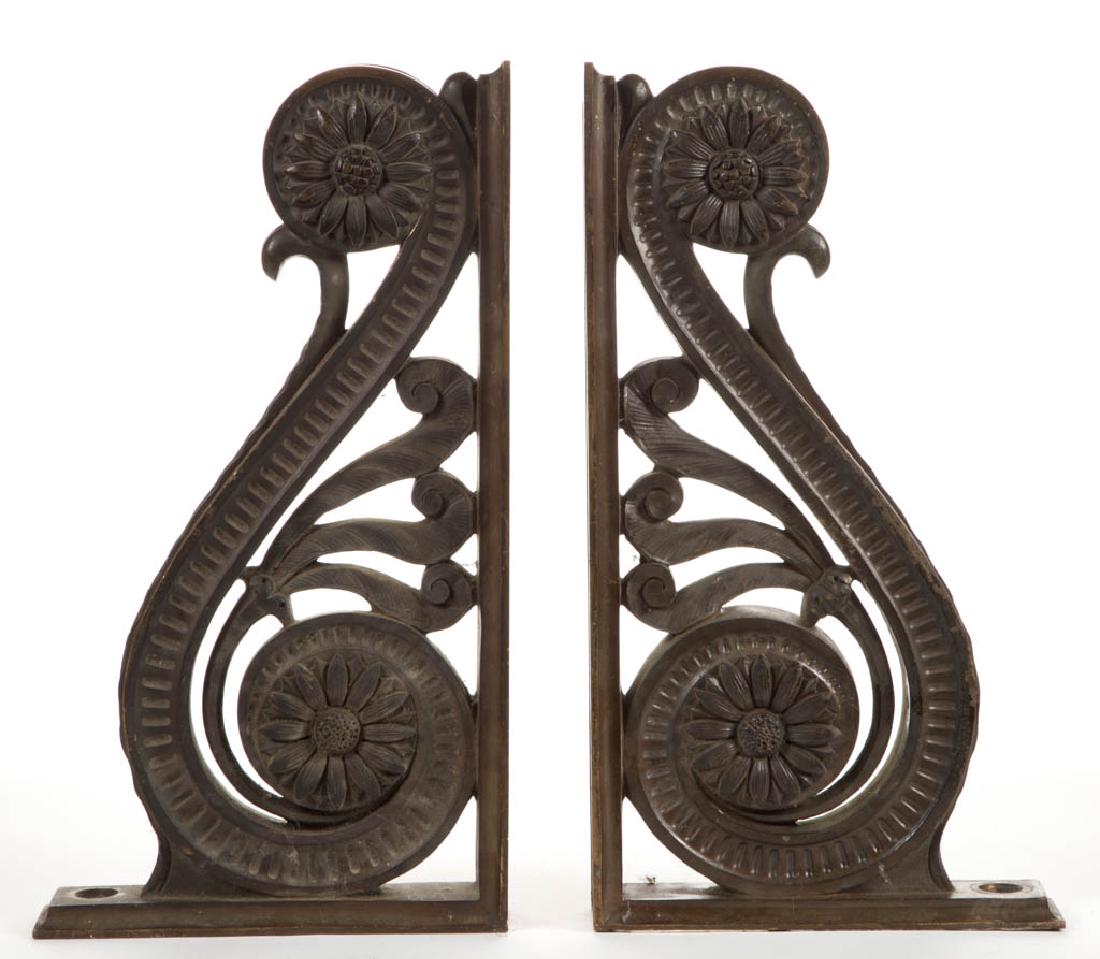 PAIR OF ANTIQUE BRONZE ARCHITECTURAL CORBELS / BRACKETS (1 of 1)