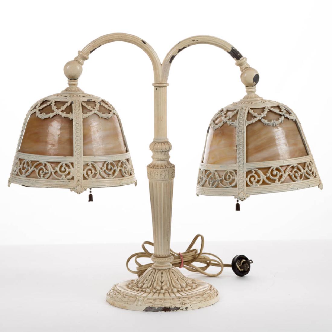 MILLER LEADED SLAG GLASS DOUBLE-ARM STUDENT / TABLE (1 of 1)